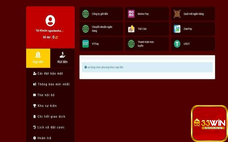 Nạp tiền 33win nhanh chóng qua ví điện tử